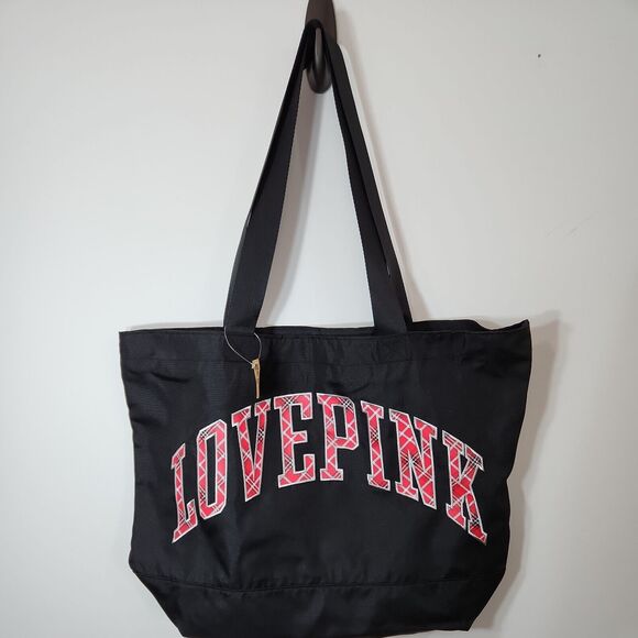 Victoria's Secret Handbags - Victoria's Secret PINK Tote Leisure Black Large Zip Top Closure NWT